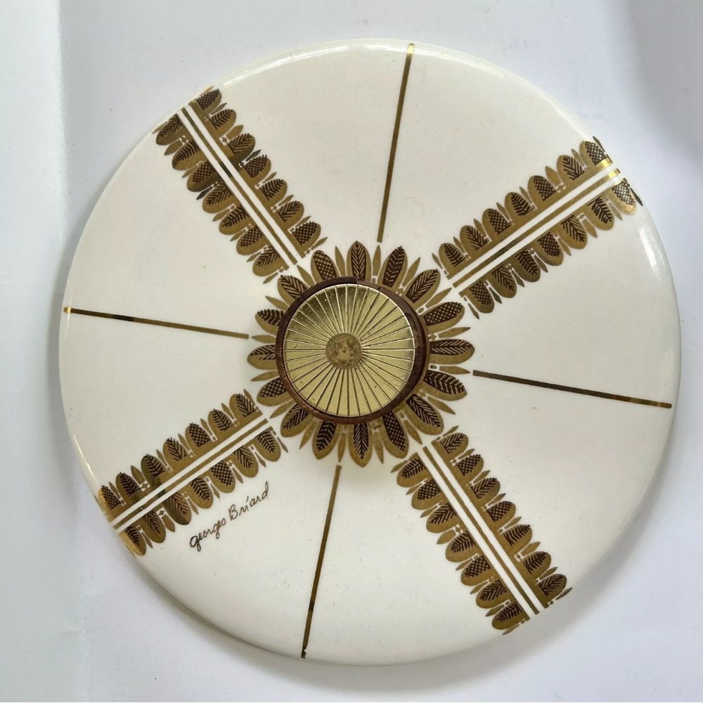 Georges Briard  Regalia Mid Century Gold Teak Casserole Lid Only See Description